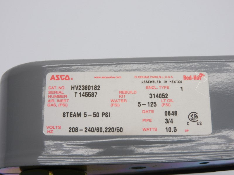 ASCO HV2360182 208-240V 5-125PSI 3/4" NSNP