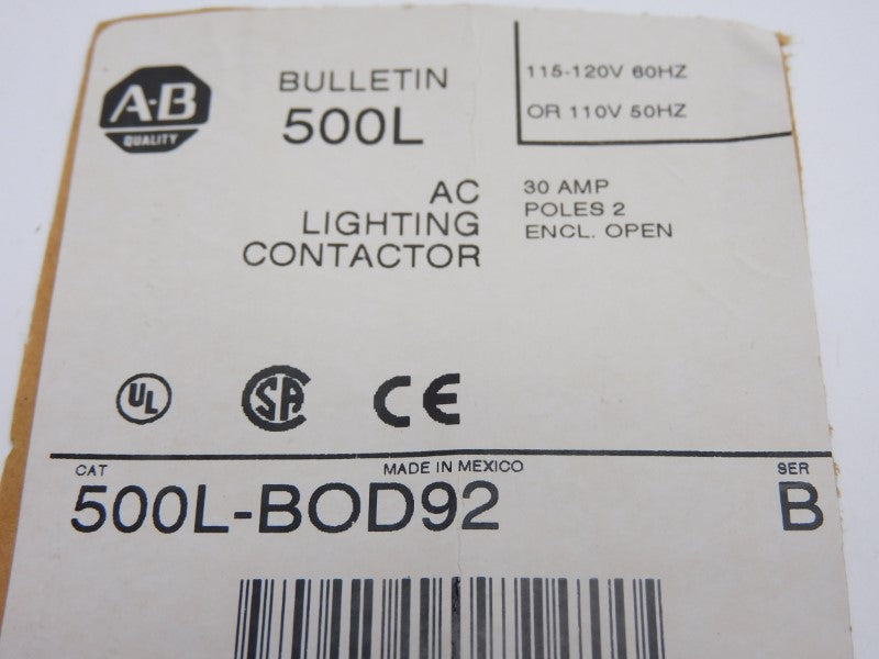 ALLEN BRADLEY 500L-BOD92 SER. B 115-120/110V 30A NSNP