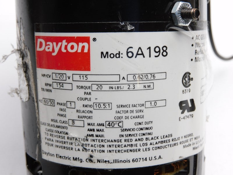 DAYTON 6A198 115V 0.62/0.76A (AS PICTURED) NSNP