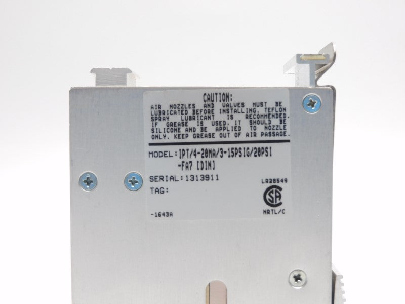 MOORE INDUSTRIES IPT/4-20MA/3-15PSIG/20PSI-FA7[DIN] NSNP