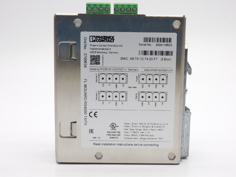 PHOENIX CONTACT FLMGUARDRS4000TX/TX 2700634 36VDC 1.1A NSNP