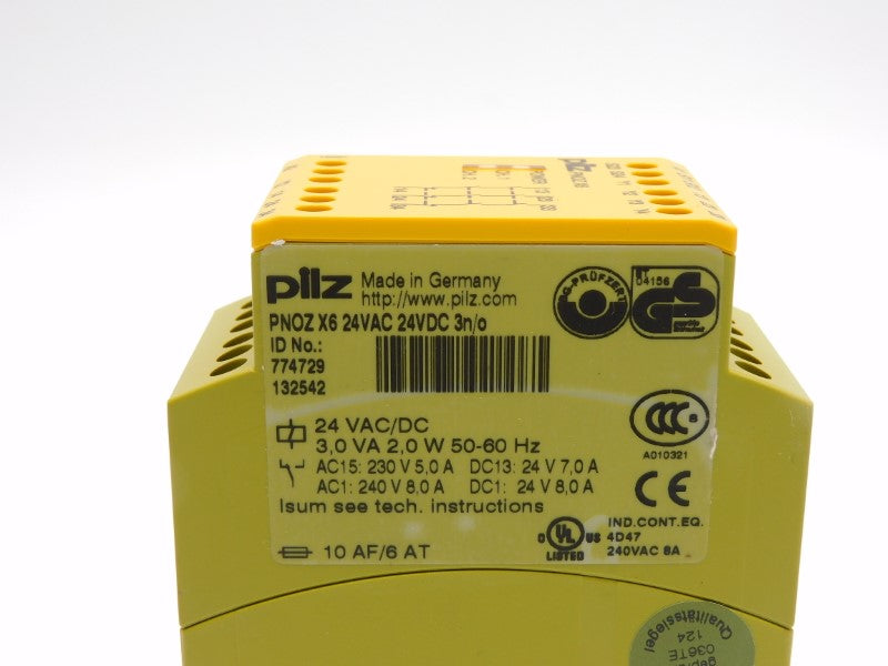 PILZ PNOZ-X6-24VAC-24VDC-3N/O 774729 240V 8.0A NSMP