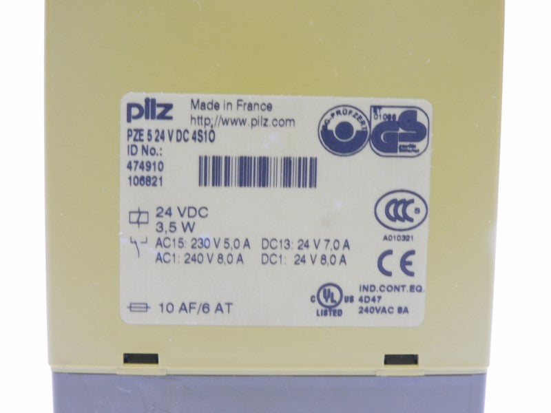 PILZ PZE-5-24VDC-4S1O 474910 240V 8.0A NSMP