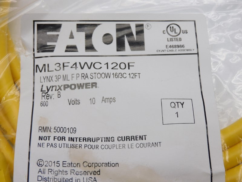 EATON ML3F4WC120F 600V 10A 12' NSMP