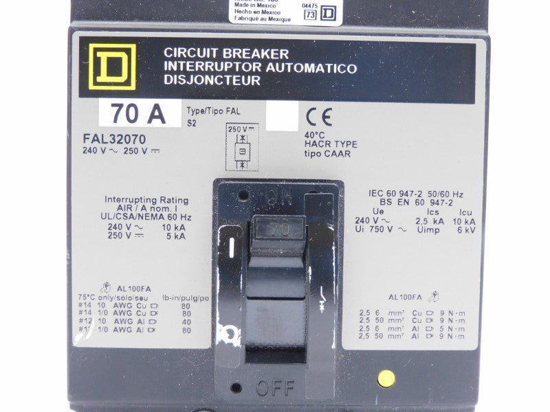 SQUARE D FAL32070 250V 70A (GREY) NSMP