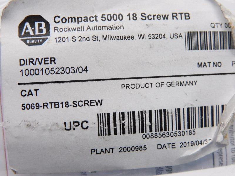 ALLEN BRADLEY 5069-RTB18-SCREW SER. A NSMP