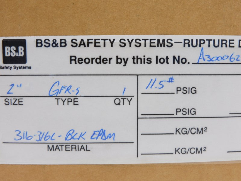 BS&B GFR-S 11.5PSI 2" NSMP
