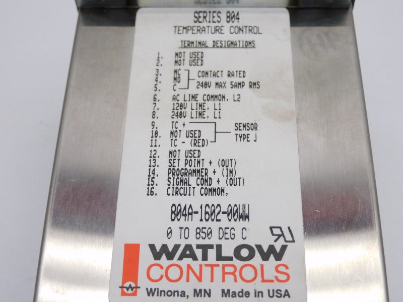 WATLOW CONTROLS 804A-1602-00WW 240V 5A NSNP