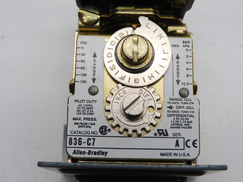 ALLEN BRADLEY 836-C7 SER. A 24-600V 0-150PSI NSNP