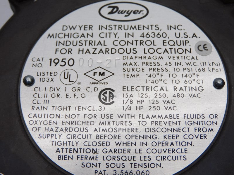DWYER 1950-00-2F 480VAC 15A 10PSI NSMP