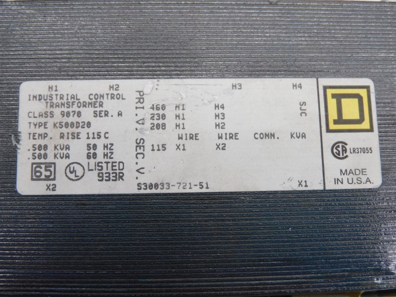 SQUARE D 9070K500D20 SER. A 460V NSNP