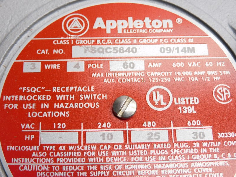 APPLETON FSQC5640 600VAC 60A NSNP
