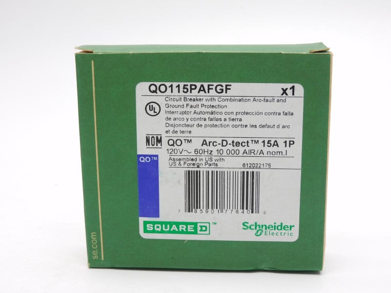 SQUARE D QO115PAFGF 120V 15A (GREEN) NSMP