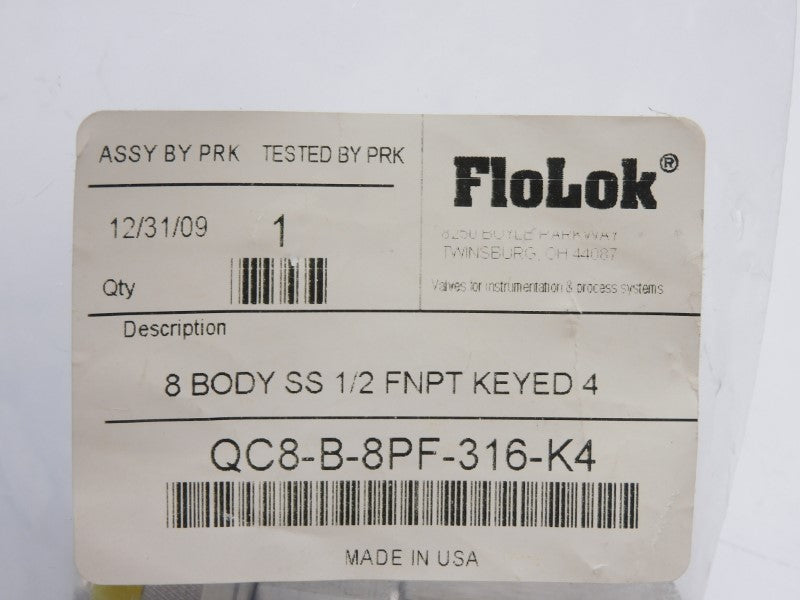 FLOLOK QC8-B-8PF-316-K4 1/2" NSMP