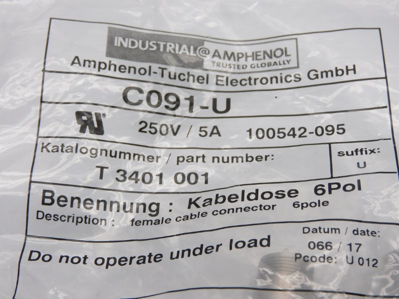 AMPHENOL T3401001 C091-U 250V 5A NSMP
