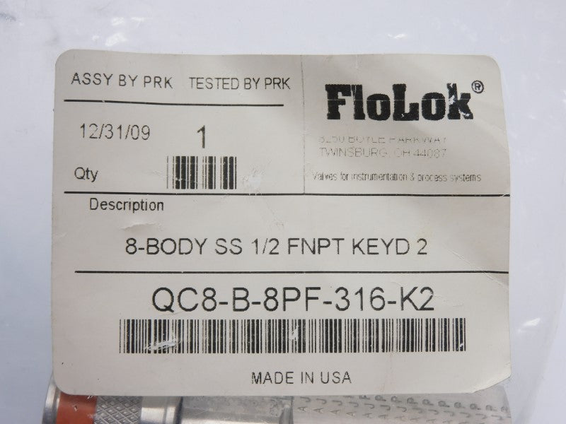FLOLOK QC8-B-8PF-316-K2 1/2" NSMP