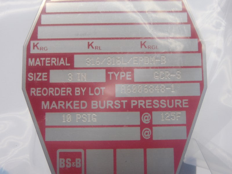 BS&B GCR-S 10PSI 3" NSNP