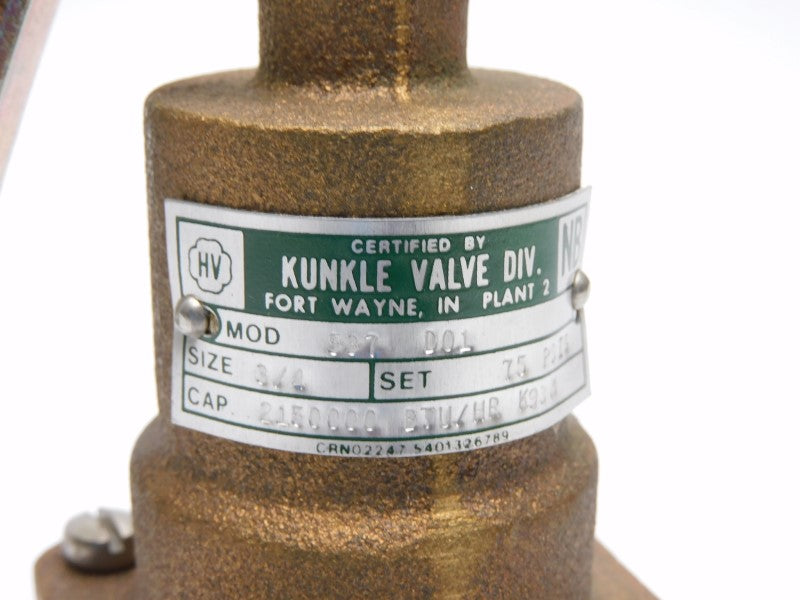 KUNKLE 537D01 75PSI 3/4" NSNP