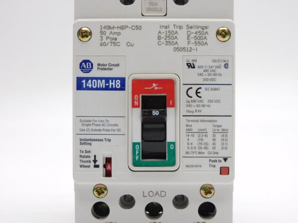 ALLEN BRADLEY 140M-H8P-C50 SER. A 480VAC 50A NSMP