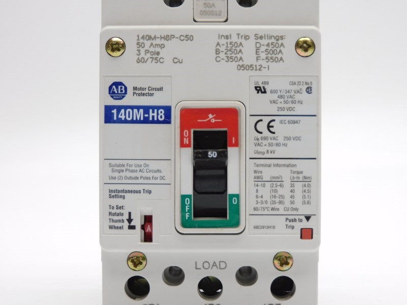 ALLEN BRADLEY 140M-H8P-C50 SER. A 480VAC 50A NSMP