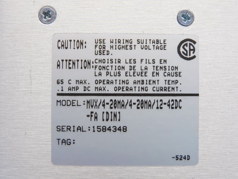 MOORE INDUSTRIES MVX/4-20MA/4-20MA/12-42DC-FA[DIN] NSNP
