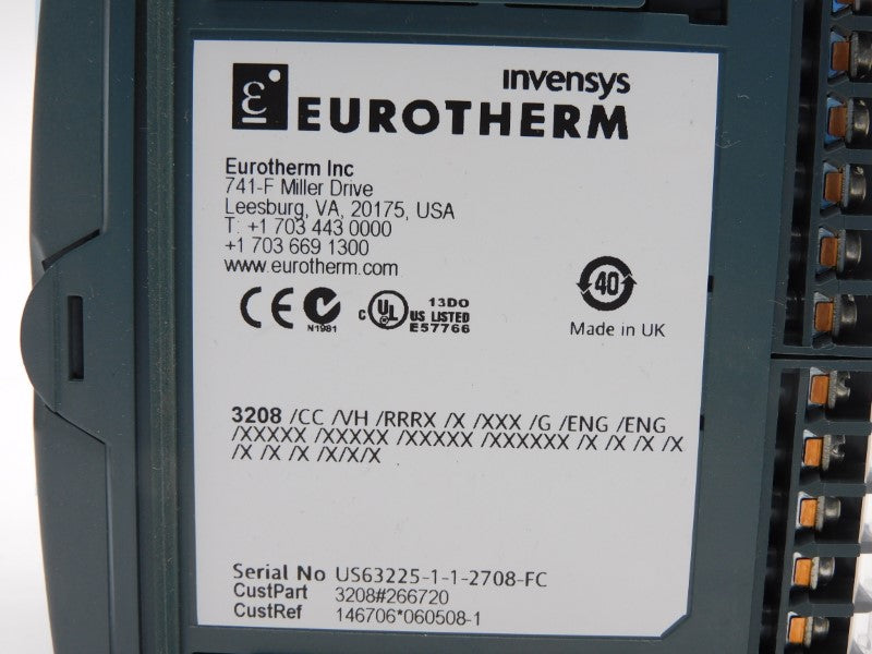 EUROTHERM 3208/CC/VH/RRRX/X/XXX/G/ENG/ENG/XXXXX 240VAC 2A NSNP