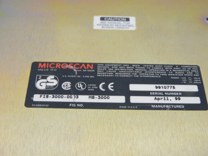 MICROSCAN FIS-3000-0003 12V UNMP