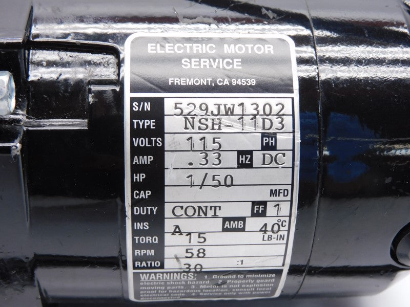 ELECTRIC MOTOR SERVICE NSH-11D3 115V .33A UNMP