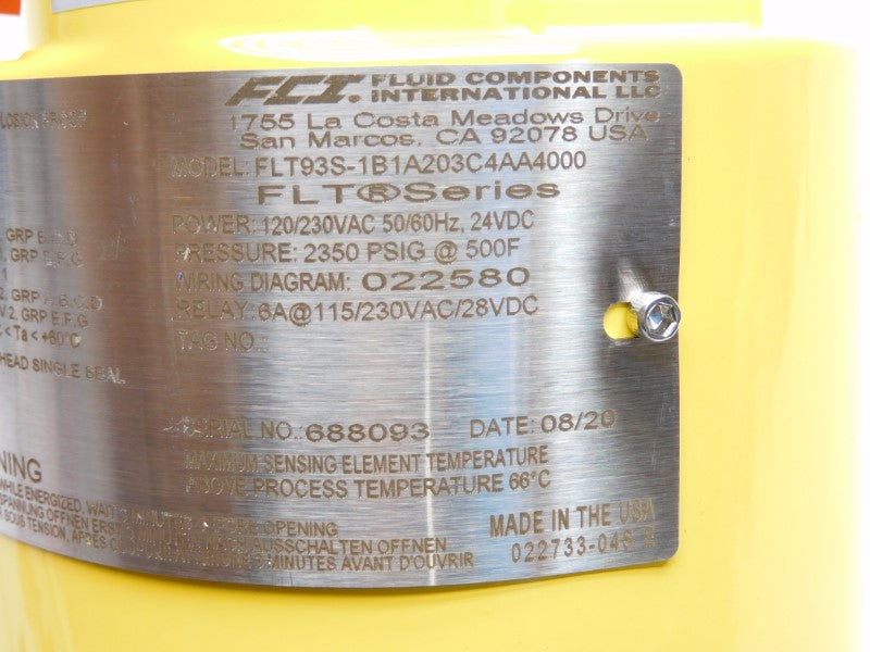 FCI FLT93S-1B1A203C4AA4000 120/230VAC 6A 2350PSI NSNP