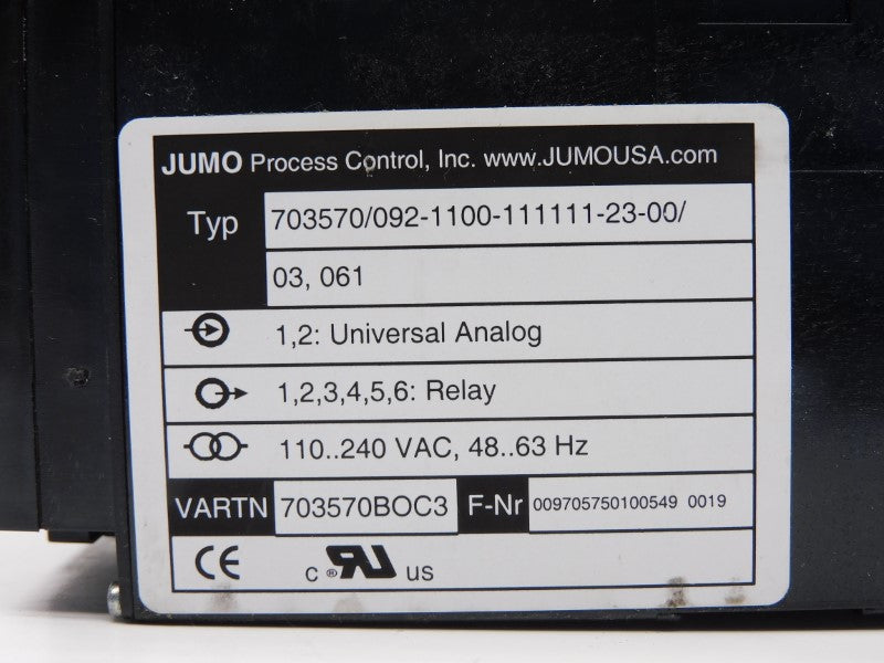 JUMO 703570/092-1100-111111-23-00/03.061 110-240VAC NSMP