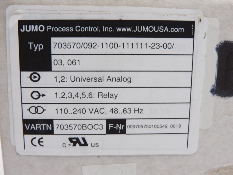 JUMO 703570/092-1100-111111-23-00/03.061 110-240VAC NSMP