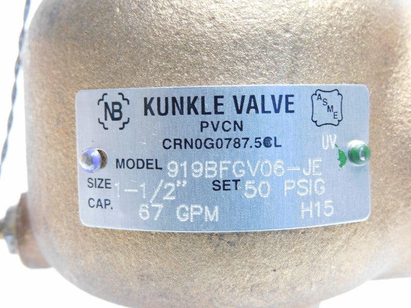 KUNKLE 919BFGV06-JE 50PSI 1-1/2" NSMP