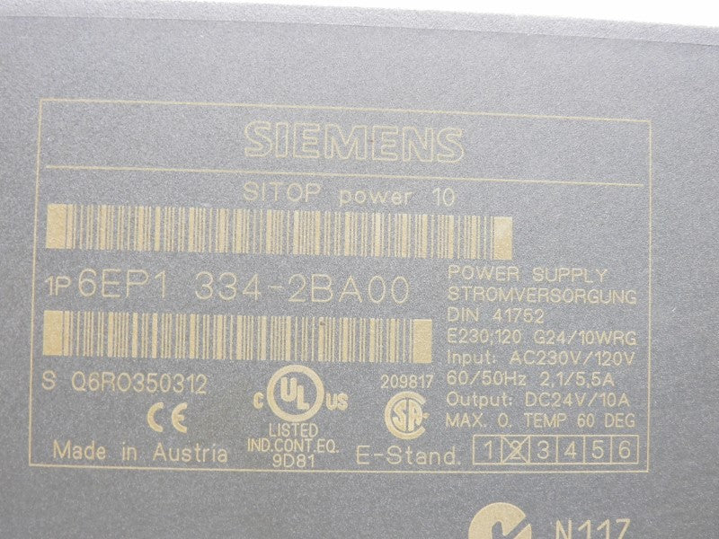 SIEMENS 6EP1334-2BA00 230VAC 10A NSNP