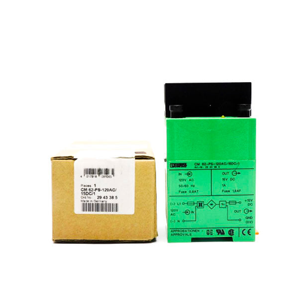 PHOENIX CONTACT CM62-PS-120AC/15DC/1 2943385 120VAC 1A NSMP