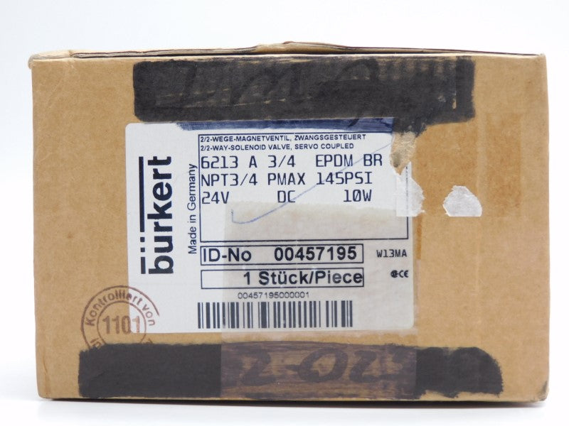 BURKERT 6213A3/4EPDMBR 24VDC 145PSI 3/4" NSMP