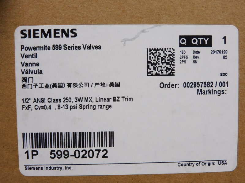 SIEMENS 599-02072 8-13PSI 1/2" NSMP