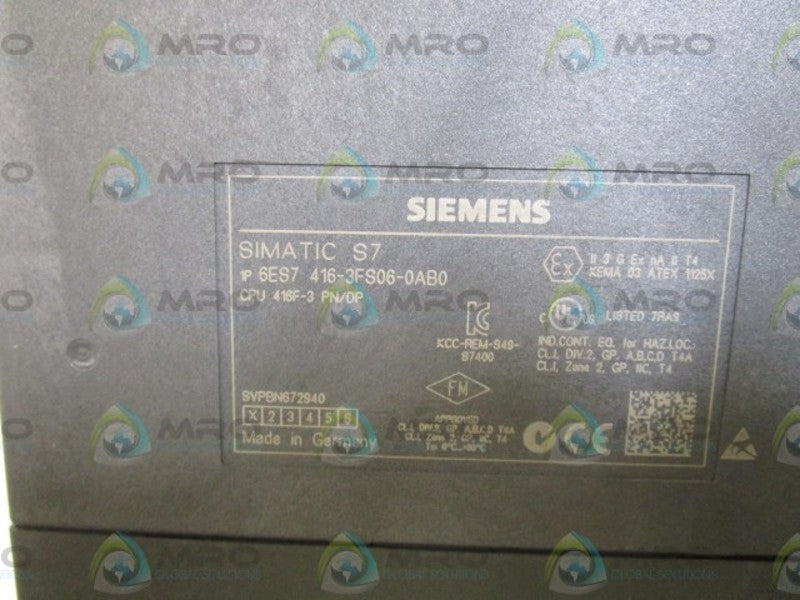 SIEMENS MODLE 6ES7 416-3FS06-0AB0 (AS PICTURED)  NSNP