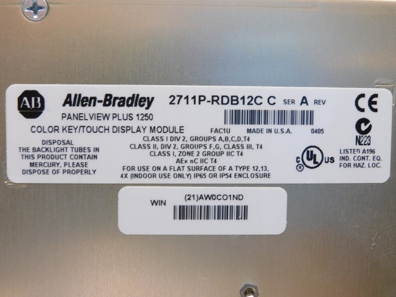 ALLEN BRADLEY 2711P-RDB12C SER. C NSNP