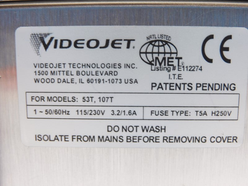VIDEOJET E112274 115/230V 3.2/1.6A NSNP