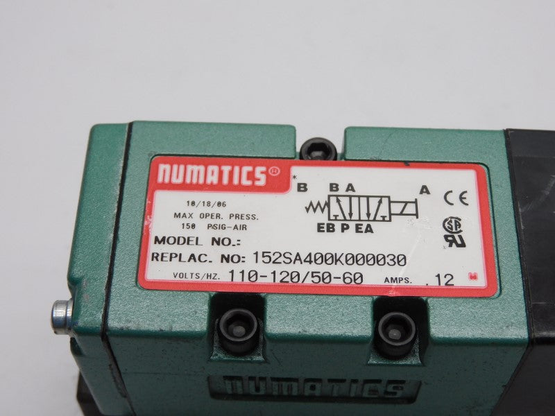 NUMATICS 152SA400K000030 110-120V .12A 150PSI (AS PICTURED ) NSNP
