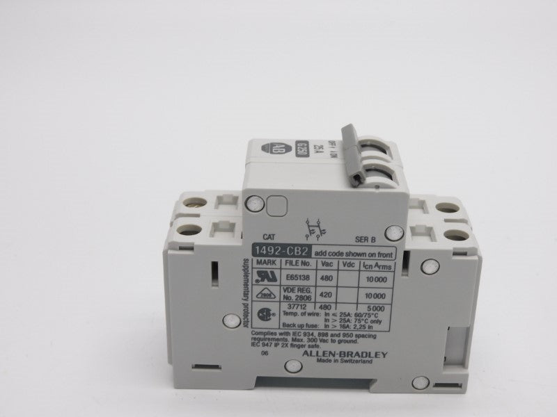 ALLEN BRADLEY 1492-CB2G250 SER. B 480VAC 25A (BK/BL) NSMP