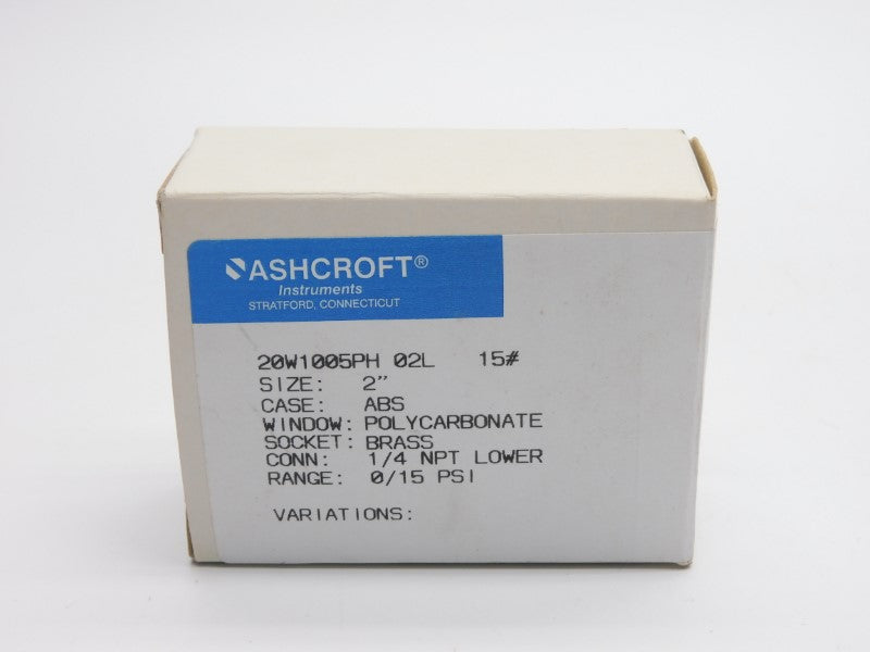 ASHCROFT 20W1005PH02L15# 15PSI 2" NSMP