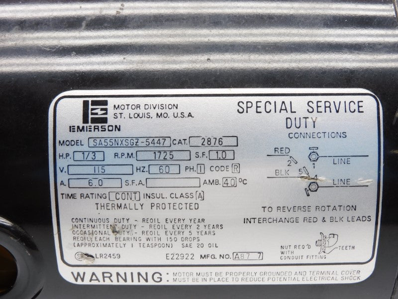 EMERSON SA55NXSGZ-5447 2876 115V 6.0A NSNP