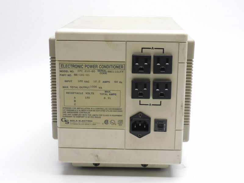 SOLA EPC210-60 66-101-01 120VAC 12.2A UNMP