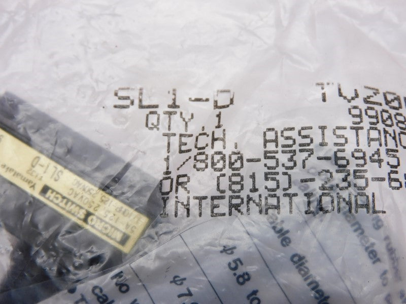 MICRO SWITCH SL1-D 250VAC 5A NSMP