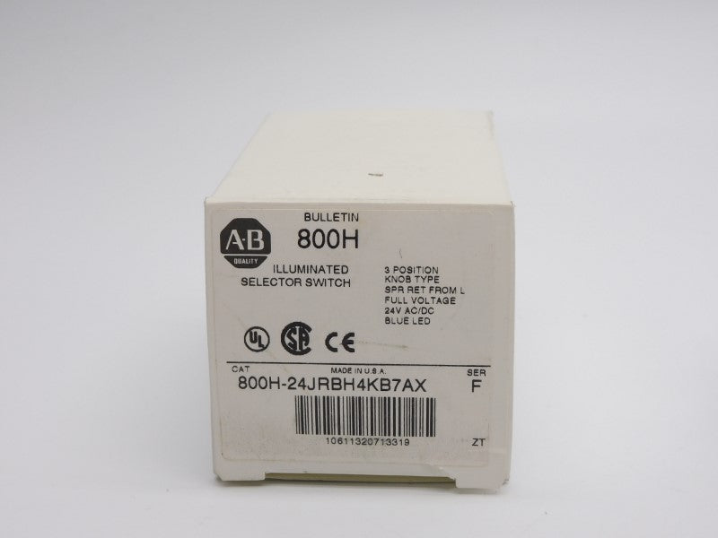 ALLEN BRADLEY 800H-24JRBH4KB7AX SER. F 24VAC/DC (WH) NSMP