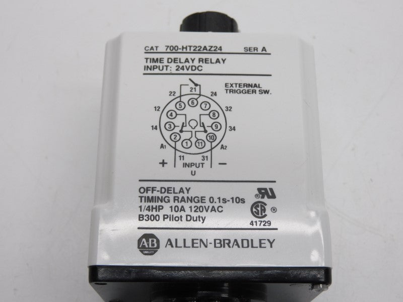 ALLEN BRADLEY 700-HT22AZ24 SER. A 24VDC 10A 0.1-10S (BK/YL) NSMP
