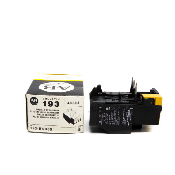 ALLEN BRADLEY 193-BSB60 SER. B 600V 4.0-6.0A (BK/YL) NSMP