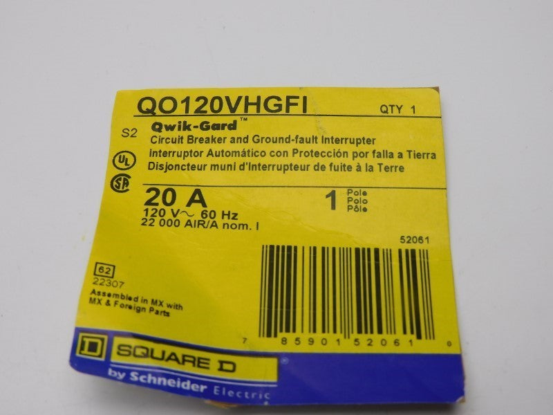 SQUARE D QO120VHGFI 120V 20A UNMP