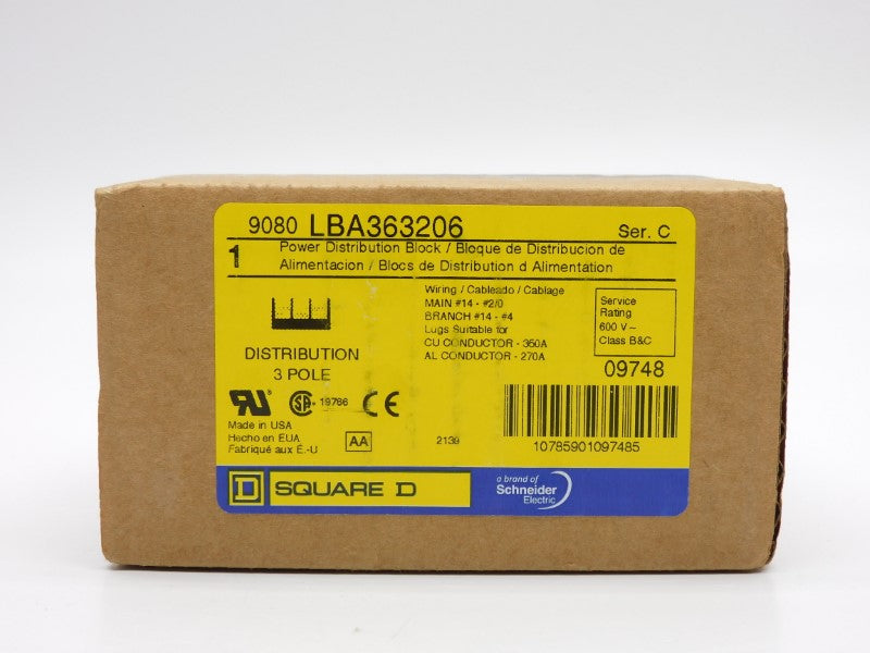 SQUARE D 9080LBA363206 SER. C 600V 350A NSFS